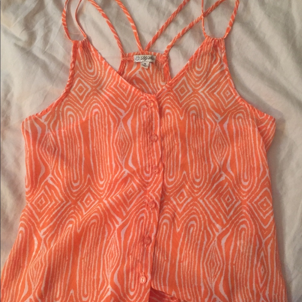 Lily white orange white tiger striped tank